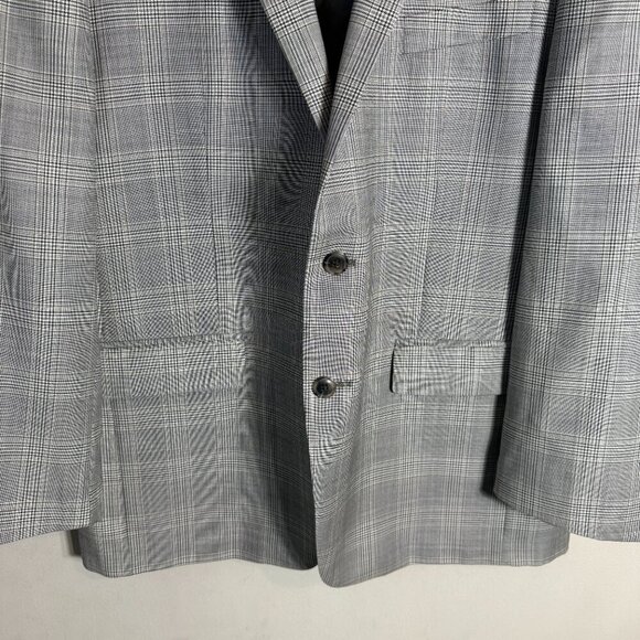 Joseph Abboud Fairway Plaid Wool Sport Coat Dinner Jacket Blazer Men's 46R Gray - Picture 7 of 14